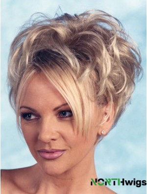 Curly Synthetic Blonde Short Fashion 3/4 Wigs