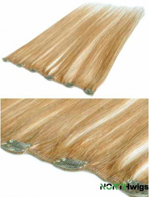 Suitable Blonde Straight Remy Human Hair Clip In Hair Extensions