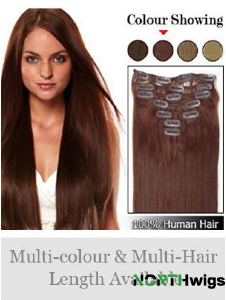 Hairstyles Auburn Straight Remy Human Hair Clip In Hair Extensions