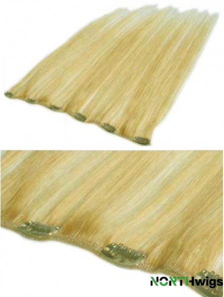 Affordable Blonde Straight Remy Human Hair Clip In Hair Extensions