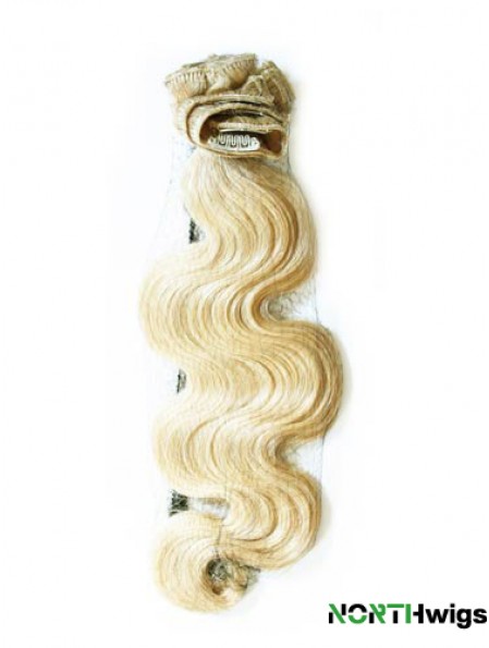 Stylish Blonde Wavy Remy Human Hair Clip In Hair Extensions