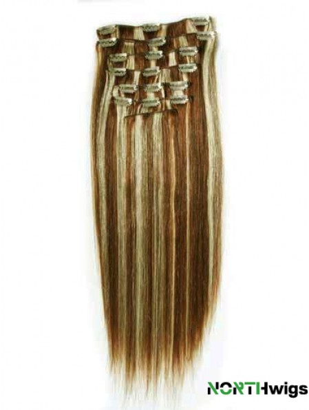 New Brown Straight Remy Human Hair Clip In Hair Extensions