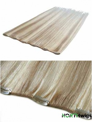 Convenient Blonde Straight Remy Human Hair Clip In Hair Extensions