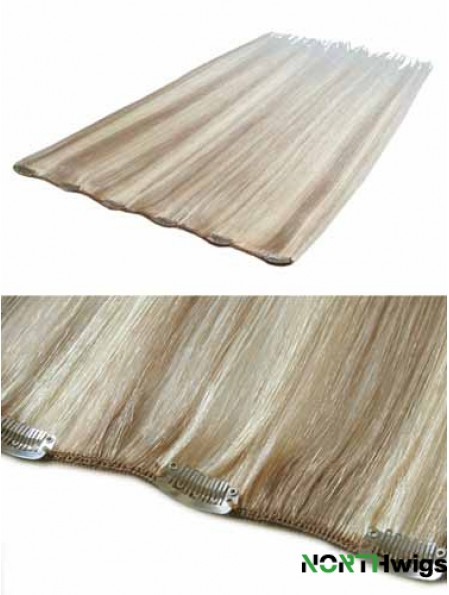 Convenient Blonde Straight Remy Human Hair Clip In Hair Extensions