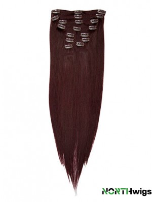 Fashionable Red Straight Remy Human Hair Clip In Hair Extensions