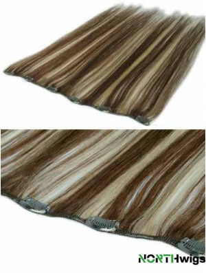 Hair Extensions Clip In Brown Color Straight Style With Remy