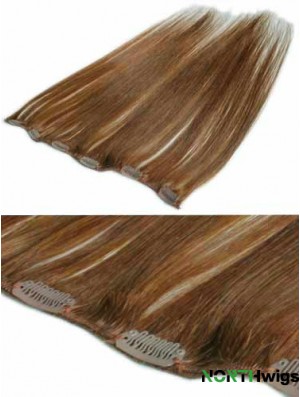 Comfortable Brown Straight Remy Human Hair Clip In Hair Extensions