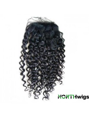 Lace Closures Curly Style Black Color Long Length With Remy