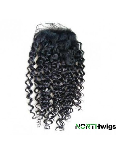 Lace Closures Curly Style Black Color Long Length With Remy