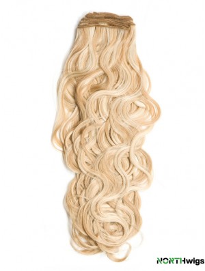 Curly Remy Human Hair Blonde Stylish Weft Extensions