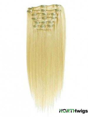 Style Blonde Straight Remy Human Hair Clip In Hair Extensions