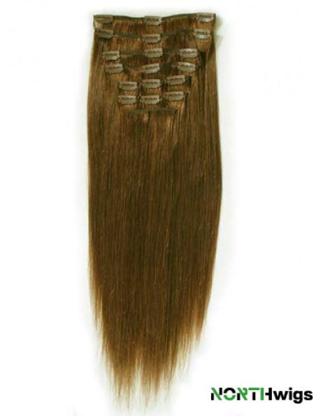 Ideal Brown Straight Remy Human Hair Clip In Hair Extensions