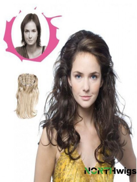 Long Curly Brown Sleek Synthetic Half Wigs