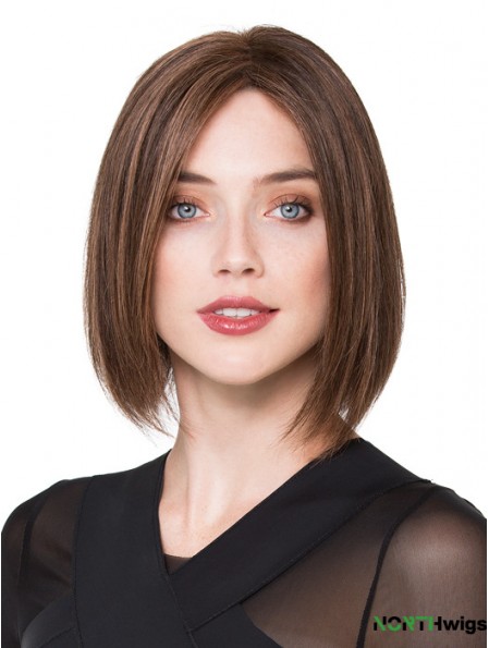 Bob Human Hair Wigs Brown Color Chin Length Bobs Cut