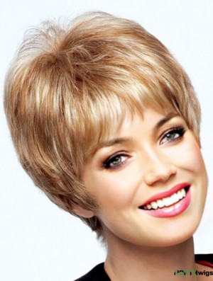 Monofilament Wigs Human Hair Straight Style Short Length Boycuts