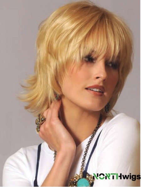 Human Hair Wigs Wavy Wigs Blonde Color Wavy Style With Capless