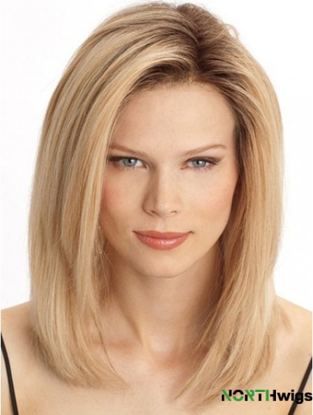 Cheap Monofilament Human Hair Wigs Sale Blonde Color Shoulder Length