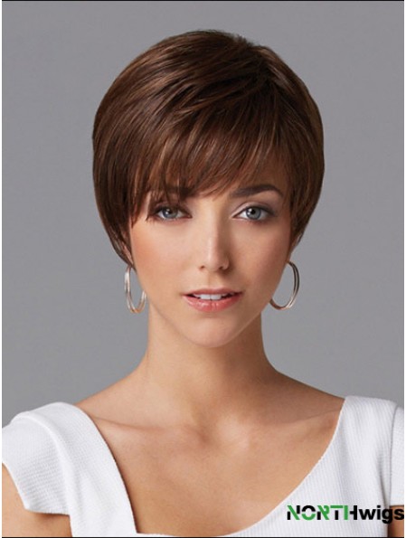 Hair Wigs For Women Cropped Length Straight Style Auburn Color