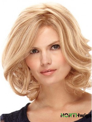 Blonde Shoulder Length High Quality Curly Layered Lace Wigs