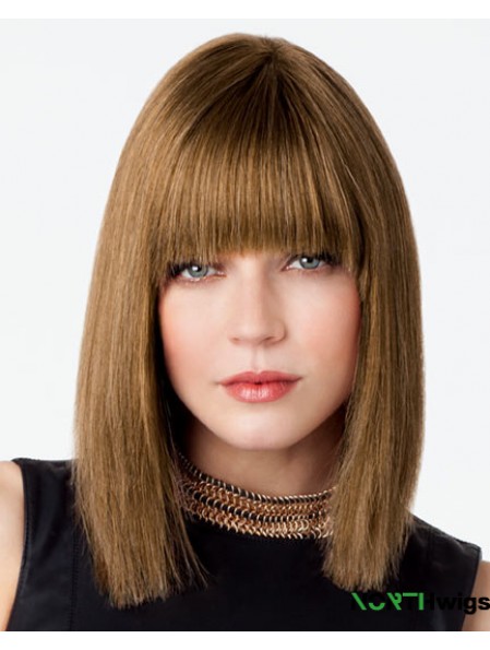 Bob Wig With Fringe Remy Human Lace Front Brown Color