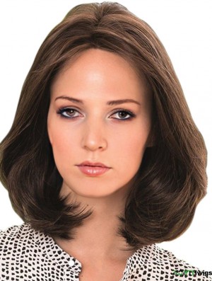 Human Hair Wig Brown With Lace Front Shoulder Length Brown Color