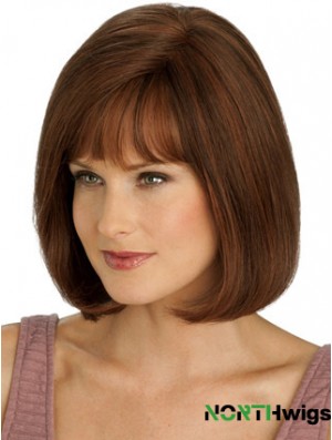 Short Bob Wigs Human Hair Chin Length Monofilament Straight Style