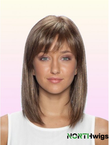 100% Glueless Human Hair Lace Front Wigs With Bangs Stright Style