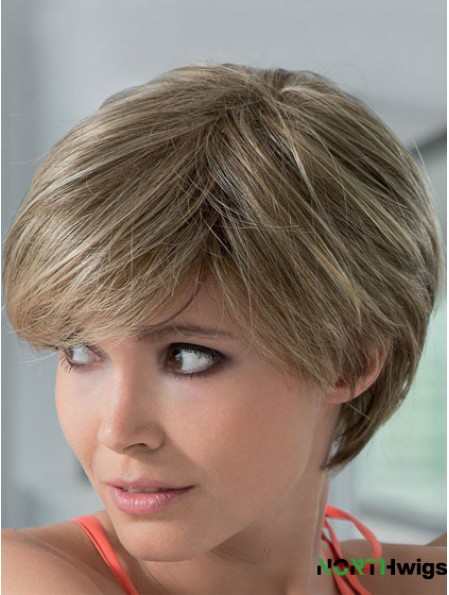 Mono Human Hair Wigs With Lace Front Short Length Boycuts