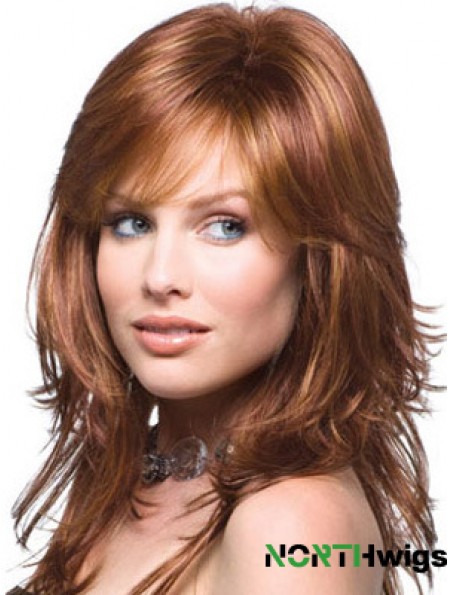 Layered Comfortable Wavy Auburn Long Synthetic Wigs