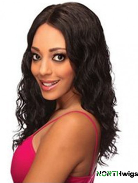 Human Lace Front Wigs Black Color Shoulder Length Wavy Style