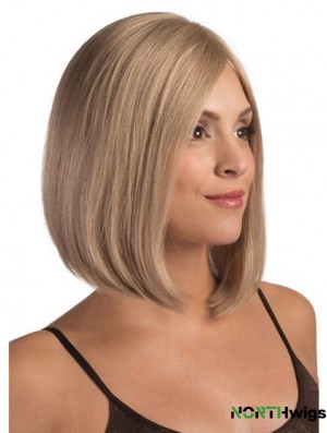 Human Hair Lace Front Chin Length Straight Blonde Fashionable Bob Wigs