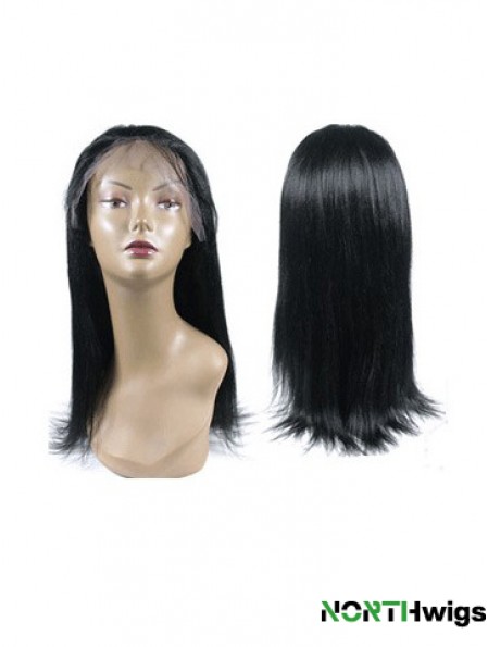 Black Full Lace Straight Long Hand Tied Human Hair Wigs