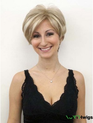 Blonde Wigs With Lace Front Mono Wavy Style Short Length Bob Human hair Wigs