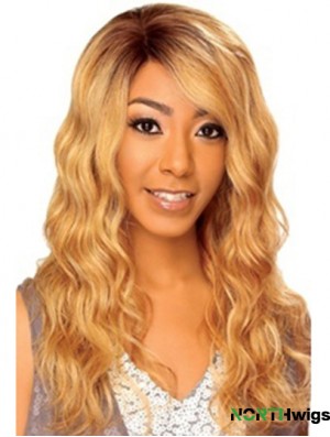 22 inch Blonde Long Without Bangs Wavy High Quality Lace Wigs