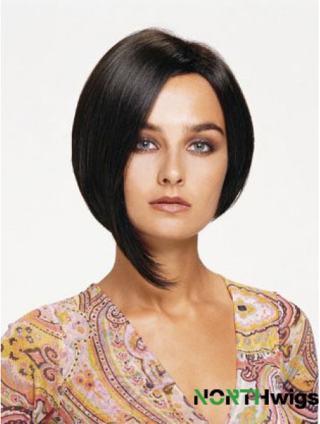 Lace Front Chin Length Straight Black Affordable Bob Wigs