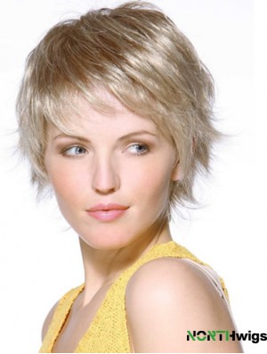  Designed Blonde Straight Chin Length Lace Front Wigs