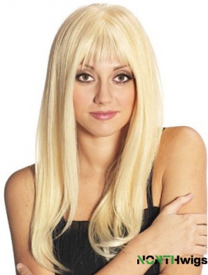 Blonde Long Fabulous Straight With Bangs Lace Wigs