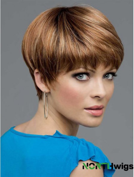 Brown Cropped Straight Boycuts Lace Front Wigs Cheap