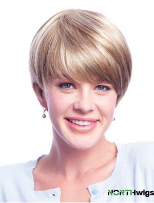 Wigs Human Hair Blondes With Monofilament Layered Cut Short Length