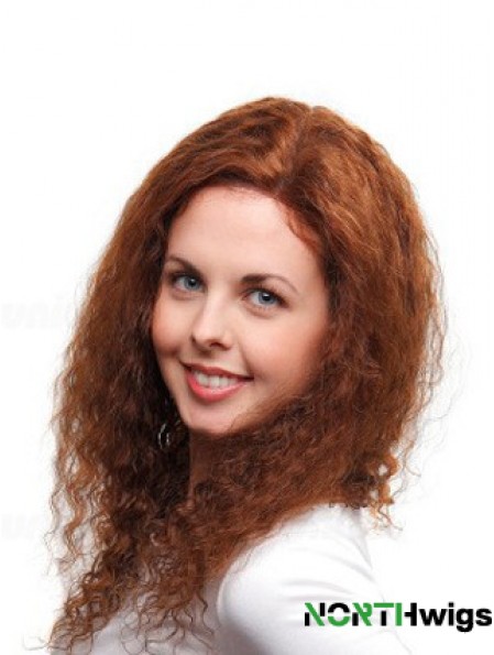 Curly Auburn Remy Human 100% Hand Tied Mono Wigs