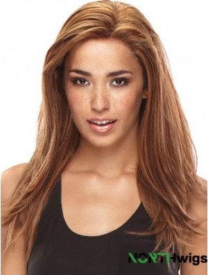 Without Bangs Amazing Straight Auburn Long Human Hair Lace Front Wigs