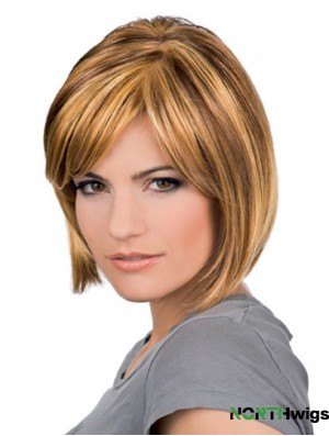 Chin Length Blonde Sleek 10 inch Wavy Bob Wigs