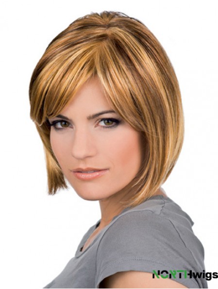 Chin Length Blonde Sleek 10 inch Wavy Bob Wigs