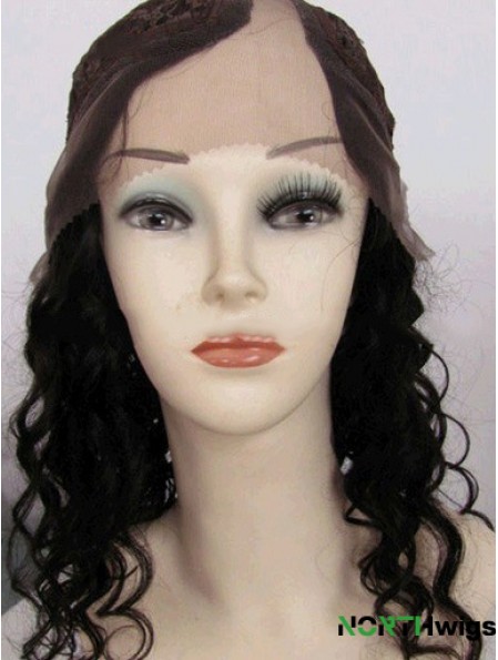 14 inch Lace Front Curly Black Good U Part Wigs