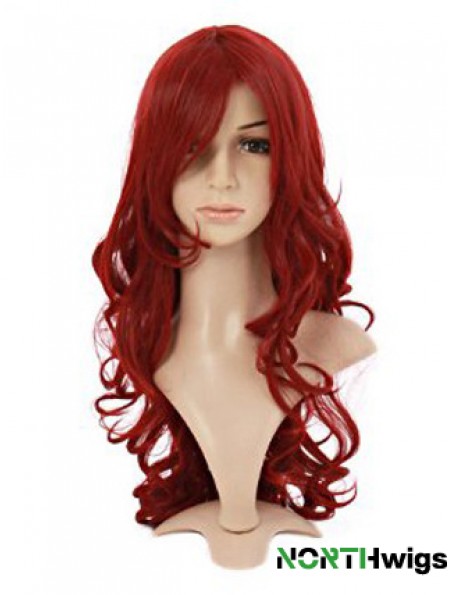 Wavy With Bangs Lace Front Style 20 inch Red Long Wigs