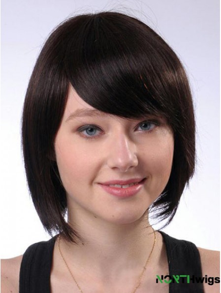 Bobs Best Straight Brown Chin Length Human Hair Wigs