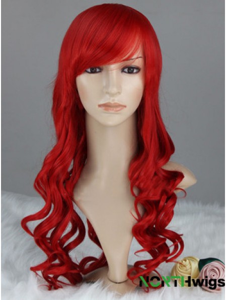 Wavy With Bangs Lace Front Discount 22 inch Red Long Wigs