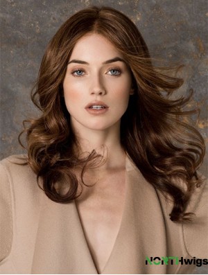 Wavy Without Bangs Monofilament Brown Fashionable Long Wigs