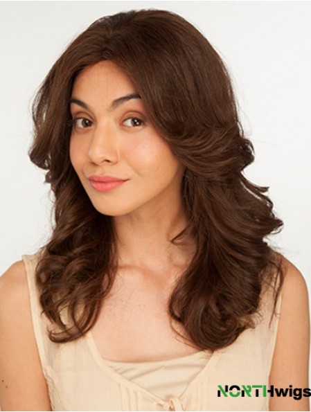 14 inch Brown Long Without Bangs Wavy Perfect Lace Wigs