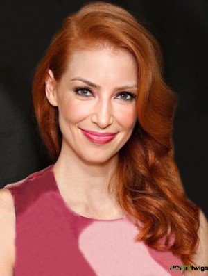 Without Bangs Long Copper Wavy 16 inch Style Human Hair Jessica Chastain Wigs